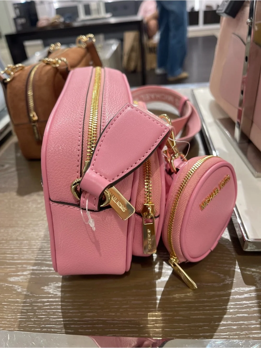 Michael Kors JST Md Pocket Leather Messenger XBody With Attachments Crossbody